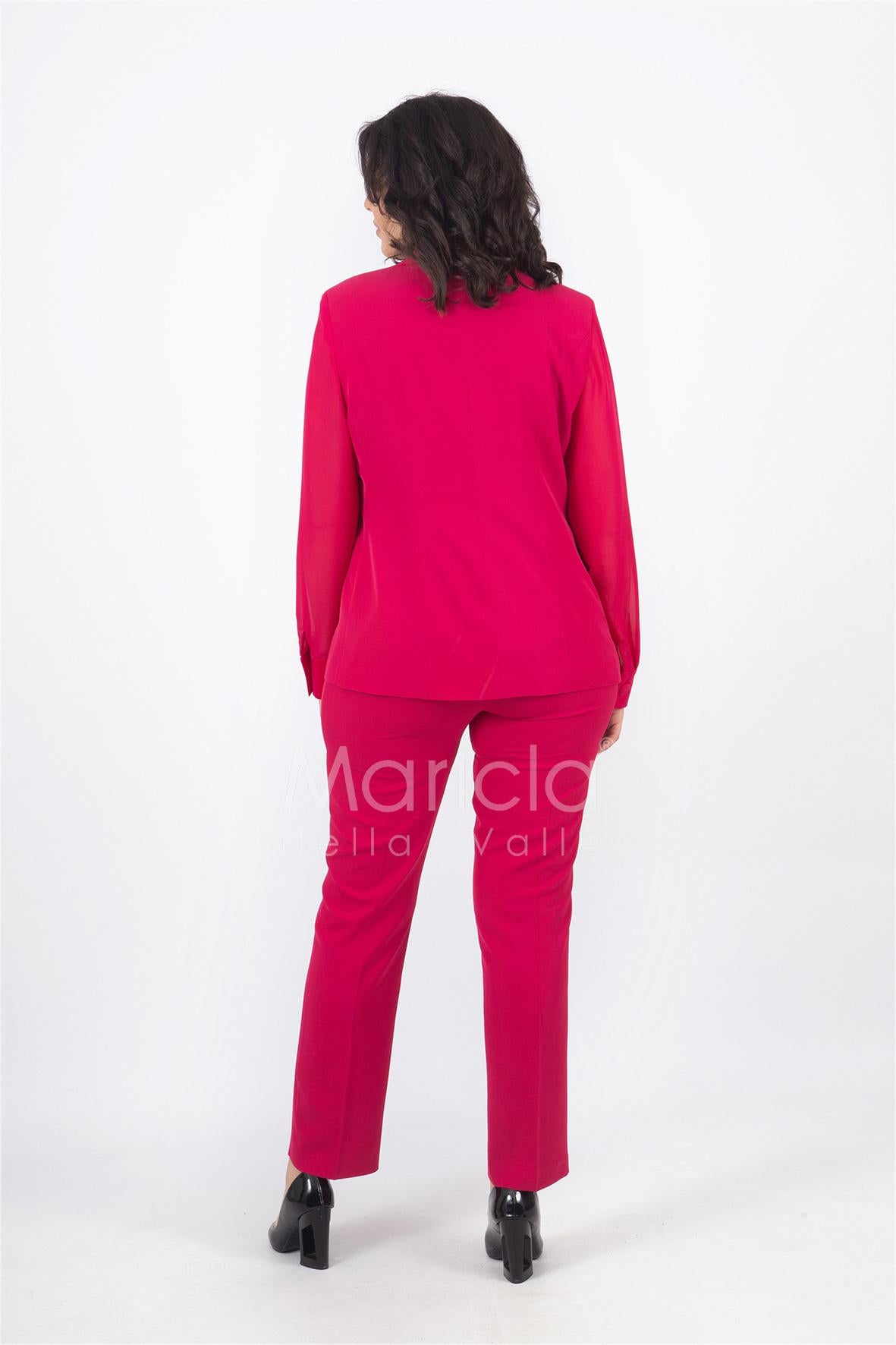 tailleur collo ricamo PF416 FUXIA PAOLA FORTI 