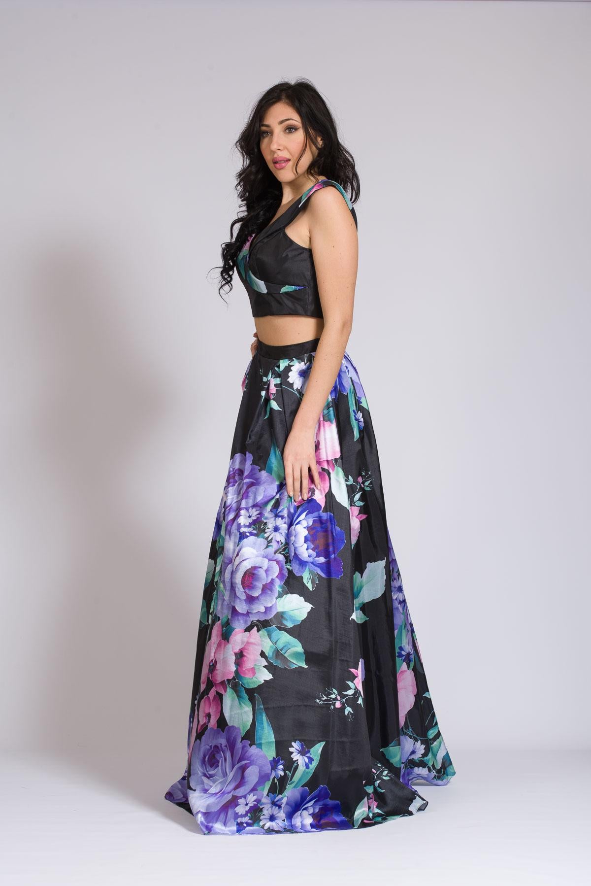 Gonnellone floreale con corpetto JC33656 NERO MARICLA ELEGANCE 