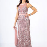 lungo paiette sirena RG4239 ROSA GIGLI CERIMONIA 