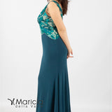 Abito lungo ricamo MARICLA77AB PETROLIO MARICLA ELEGANCE 
