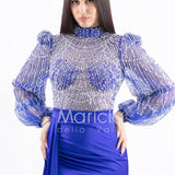 Abito sirena con corpetto ricamato e drappeggio al lato FP512352 ROYAL MARICLA ELEGANCE 