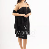 abito midi con rouche SH605AC NERO SHARON 