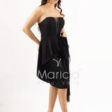 abito midi con rouche SH605AC NERO SHARON 