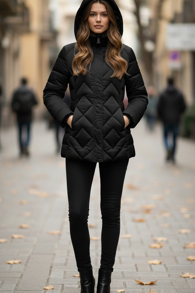 Giaccone piumino con cappuccio LIN3458 NERO LINDAS 