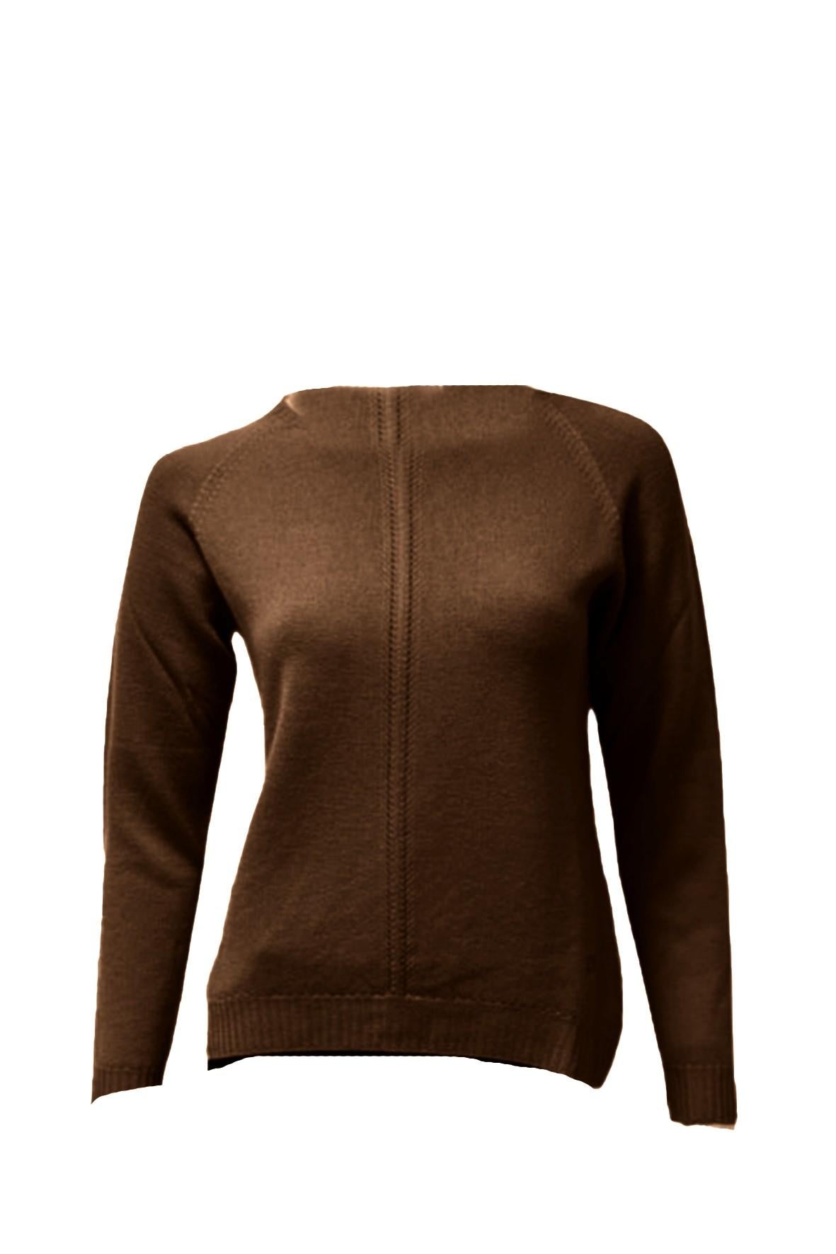 Maglia 100% in lana con lavorazione rigo centrale CF4378 MORO CARLA FERRONI 