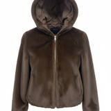 Giaccone in pelliccia con cappuccio PH106 MORO PEGGY HO 