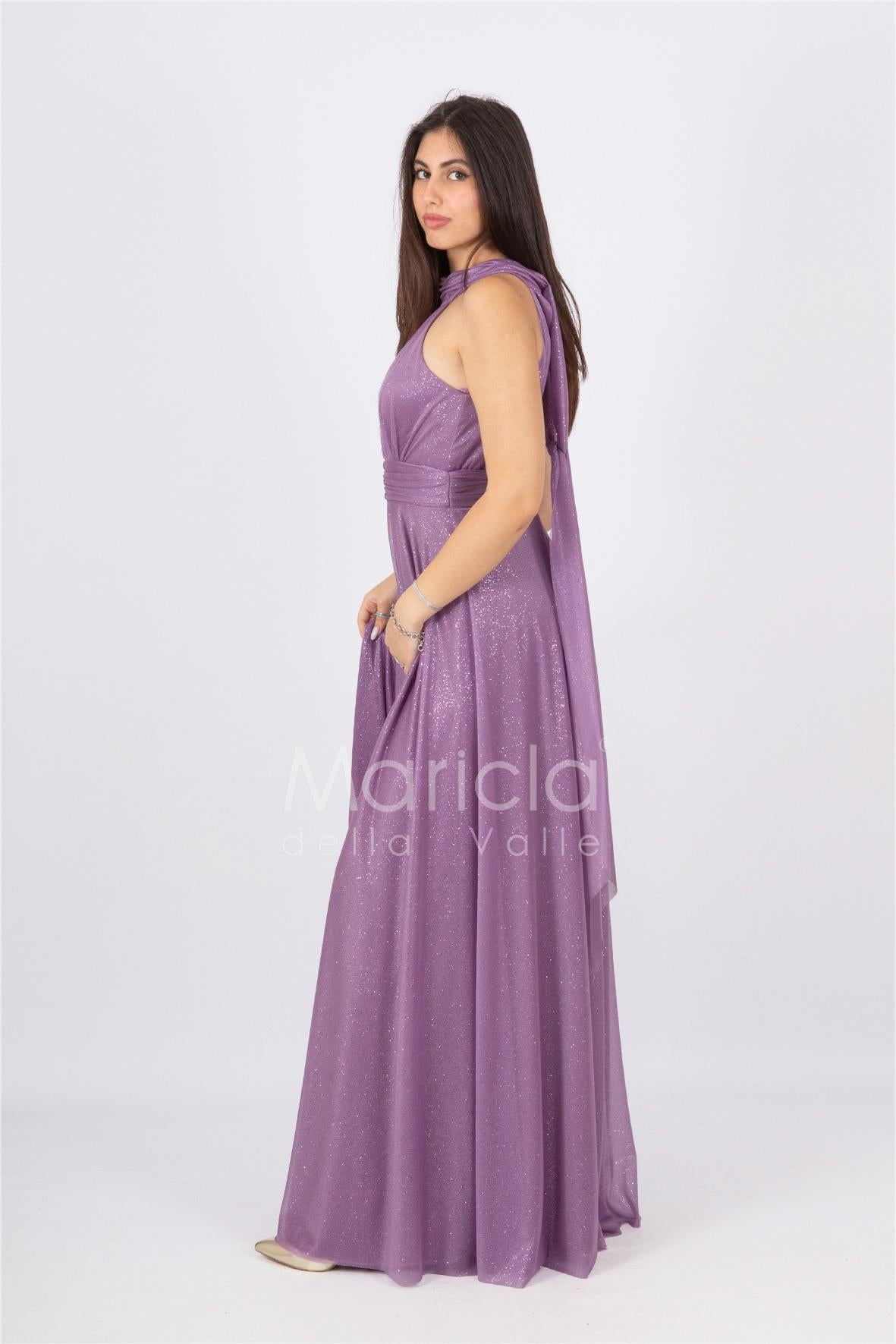 abito lungo scollo america glitter FI6646 UVA MARICLA ELEGANCE 