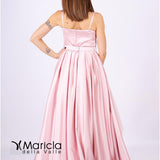 ampio scollo cuore cintura RG3502 ROSA GIGLI CERIMONIA 