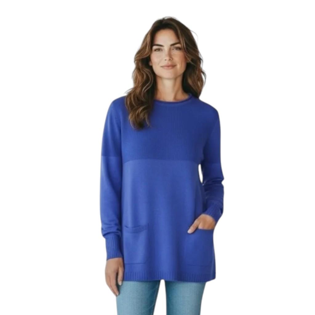 Maglia 100% lana nido d'ape CF4385 INDACO CARLA FERRONI 