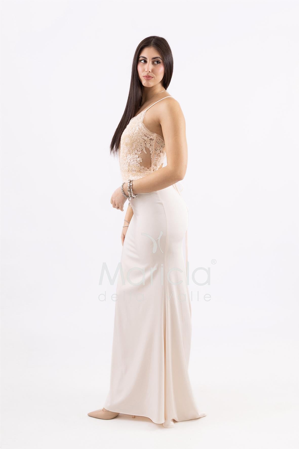 abito sirena corpetto ricamato ANT20412XJ NUDE ANTILLE ELEGANCE 