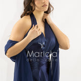 abito lungo incrocio plisse JC35267 BLU MARICLA ELEGANCE 
