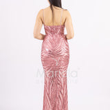 abito lungo paiette sirena FP512085 ROSA MARICLA ELEGANCE 
