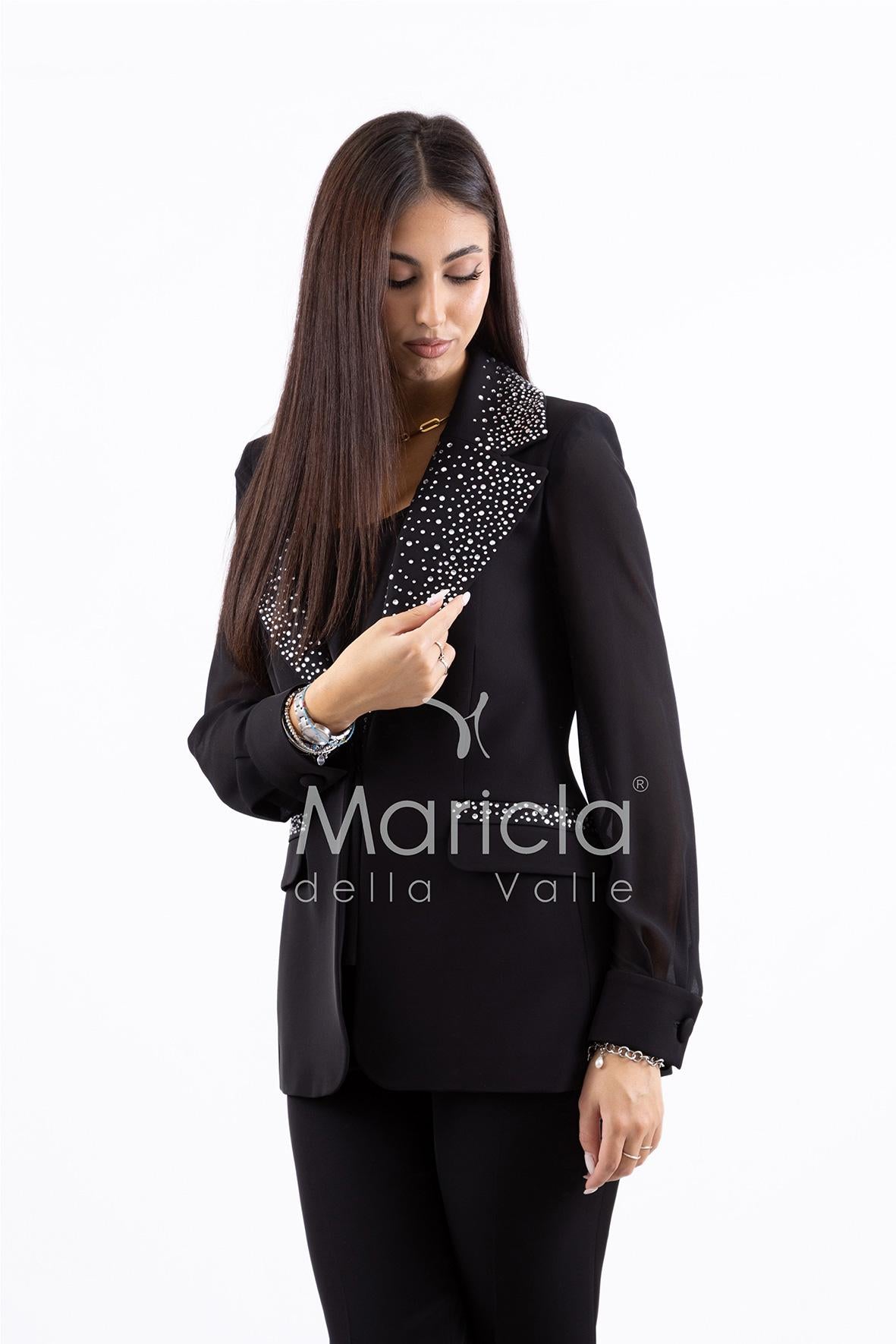 tailleur 3 pezzi pioggia strass SH727TP NERO SHARON 