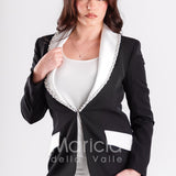 tailleur 3 pz bicolore pantalone zampa PF212TP NERO PAOLA FORTI 
