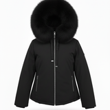 giaccone spalmato medio con cappuccio in pelliccia PH979 NERO PEGGY HO 