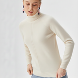 Maglia 100% lana lupetto lavorato CF4399 PANNA CARLA FERRONI 