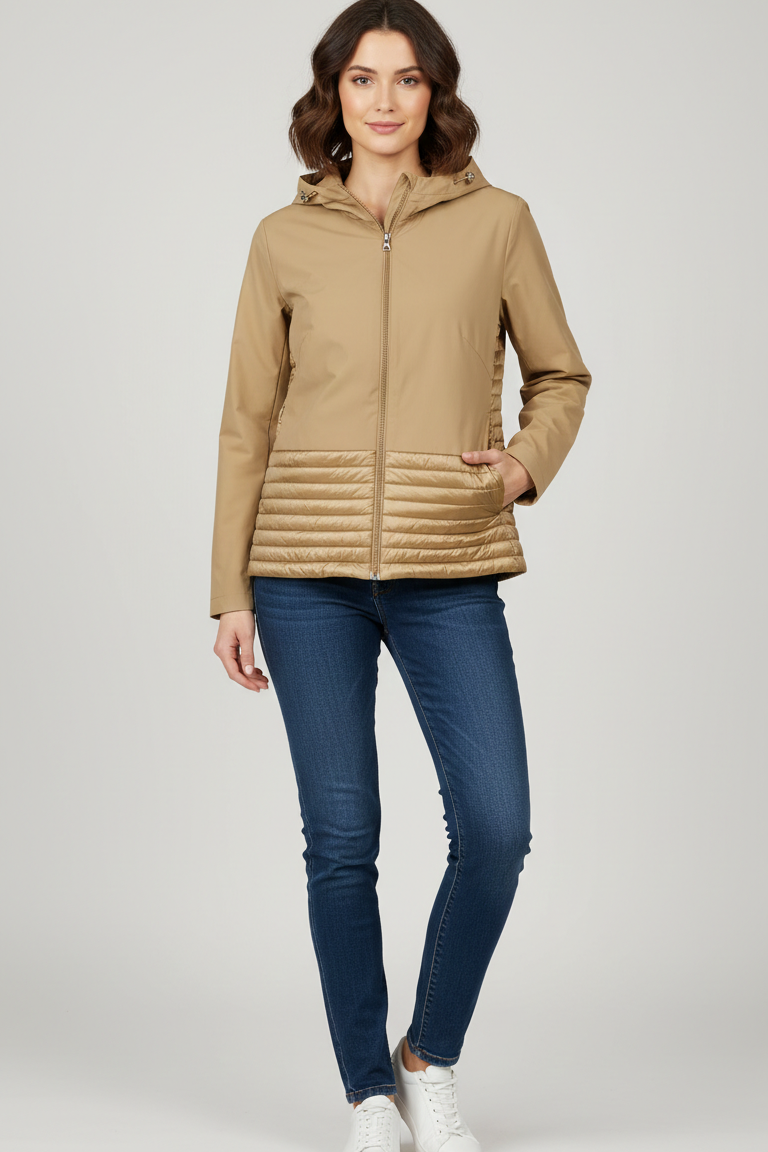 Giubbino tecnico trapuntato con cappuccio EC24110 BEIGE MARICLA 