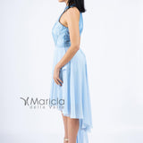 Abito midi damascato PF116 CELESTE PAOLA FORTI 