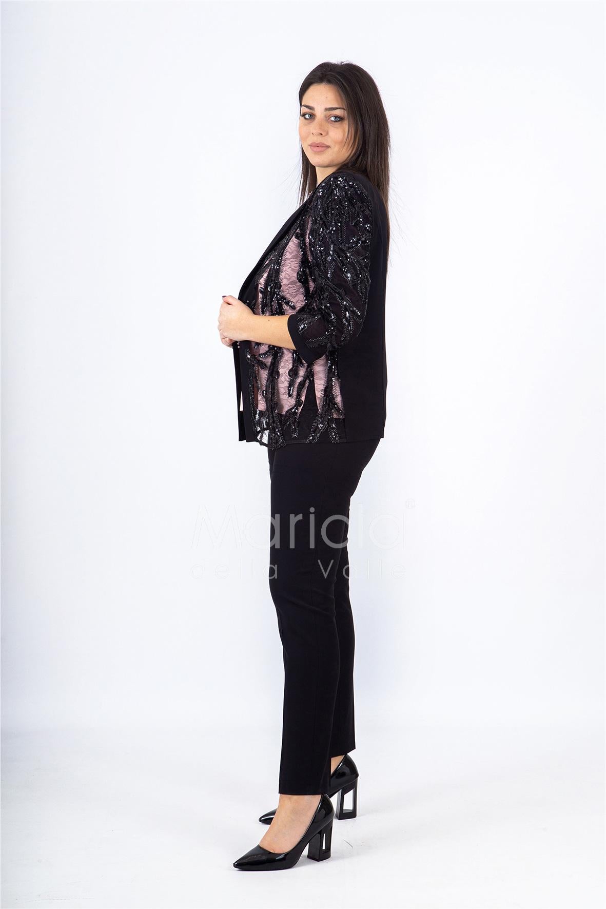 Completo 3 pezzi Ricamato. PF414 NERO PAOLA FORTI 