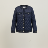 Giacca Trapuntata Navy con Profili in Tweed e Bottoni Gioiello CF22193 BLU CARLA FERRONI 