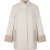 Cappotto con manicotti in pelliccia ROMI2734 PANNA MARICLA 