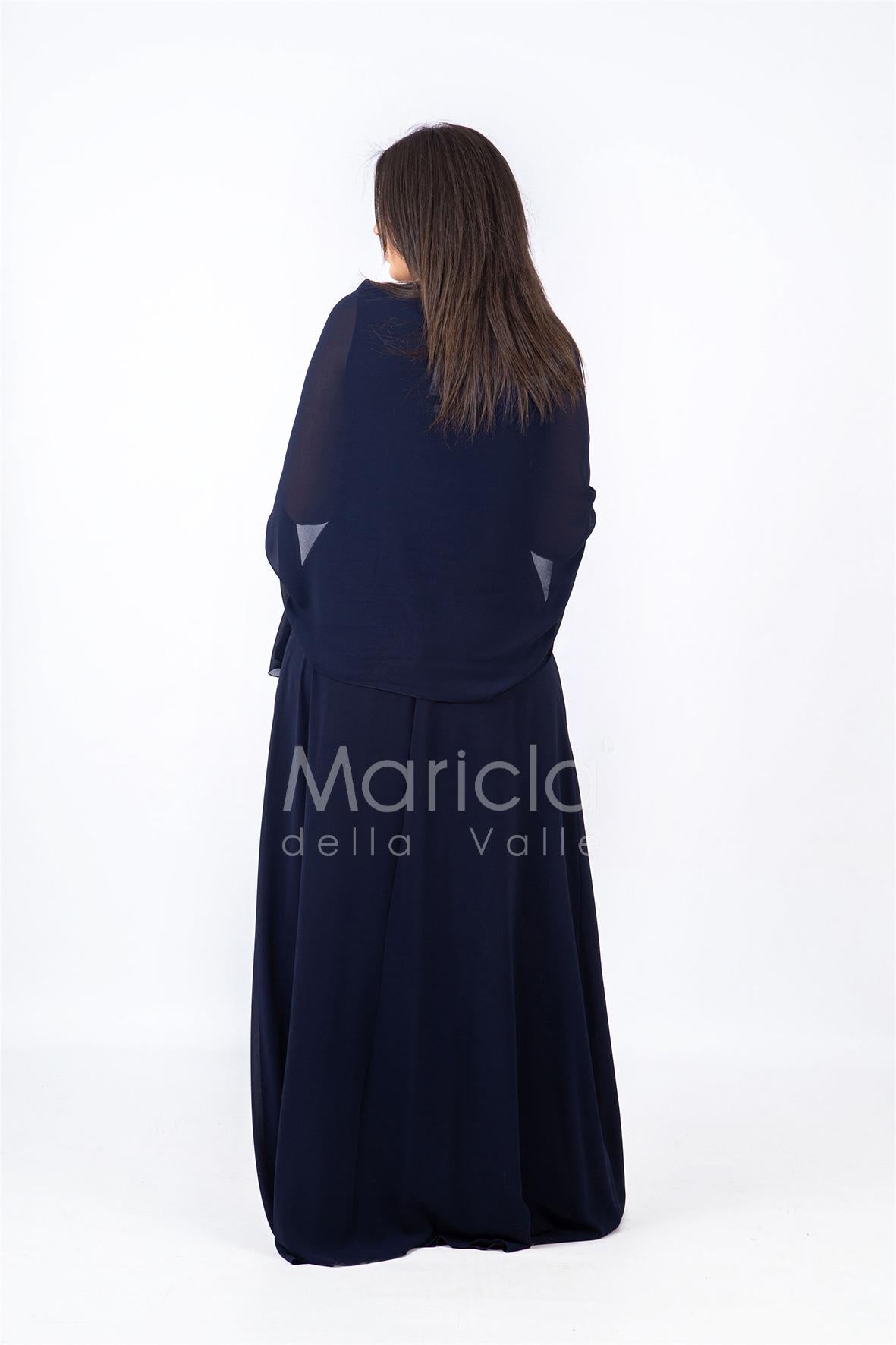 Abito Lungo bicolore PF608 BLU PAOLA FORTI 