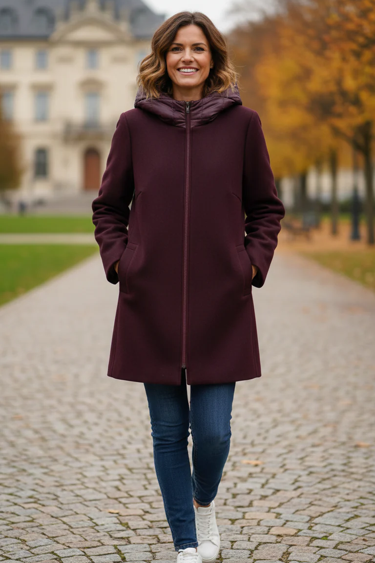 Giaccone in panno con cappuccio MEGAN AMARONE MARICLA 