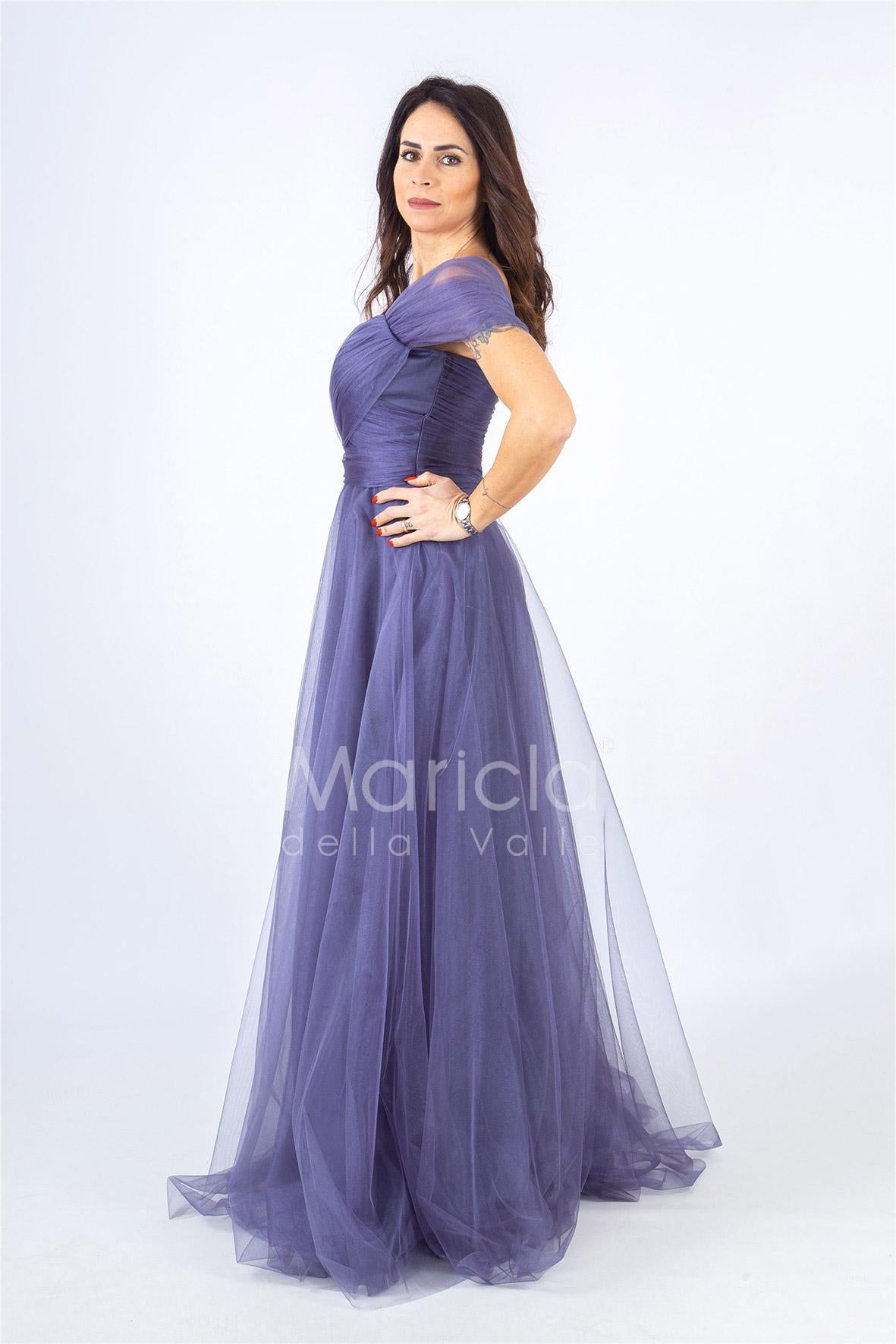 abito incrocio organza JC34898 INDACO MARICLA ELEGANCE 