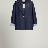 Giacca Blazer in Denim Strutturato con Dettagli Sartoriali ROMI4133 BLU MARICLA 