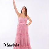 lungo toulle c/cintura AR3095 ROSA MARICLA ELEGANCE 