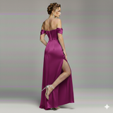 abito con trasparenza e spacco HC5226 FUCSIA MARICLA ELEGANCE 