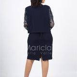 tubino con giacca ricamata PF6100 BLU PAOLA FORTI 