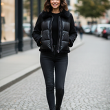 giaccone medio piumino e pelliccia AZ43P NERO MARICLA 