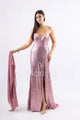 Abito a sirena lungo con micropaillettes