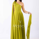 abito lungo fiore chiffon FI7401 LIME MARICLA ELEGANCE 