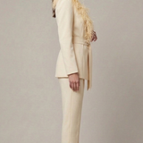 tailleur con piume bavero EC04609 BURRO MARICLA 