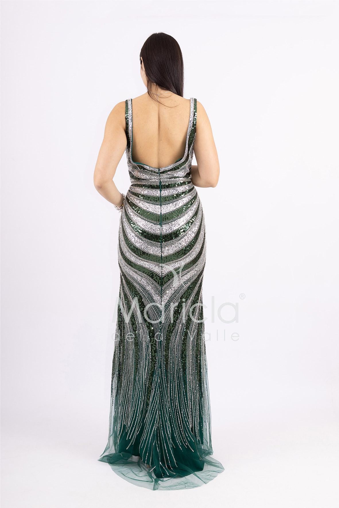 Abito a sirena in paiette FP883020 VERDE MARICLA ELEGANCE 