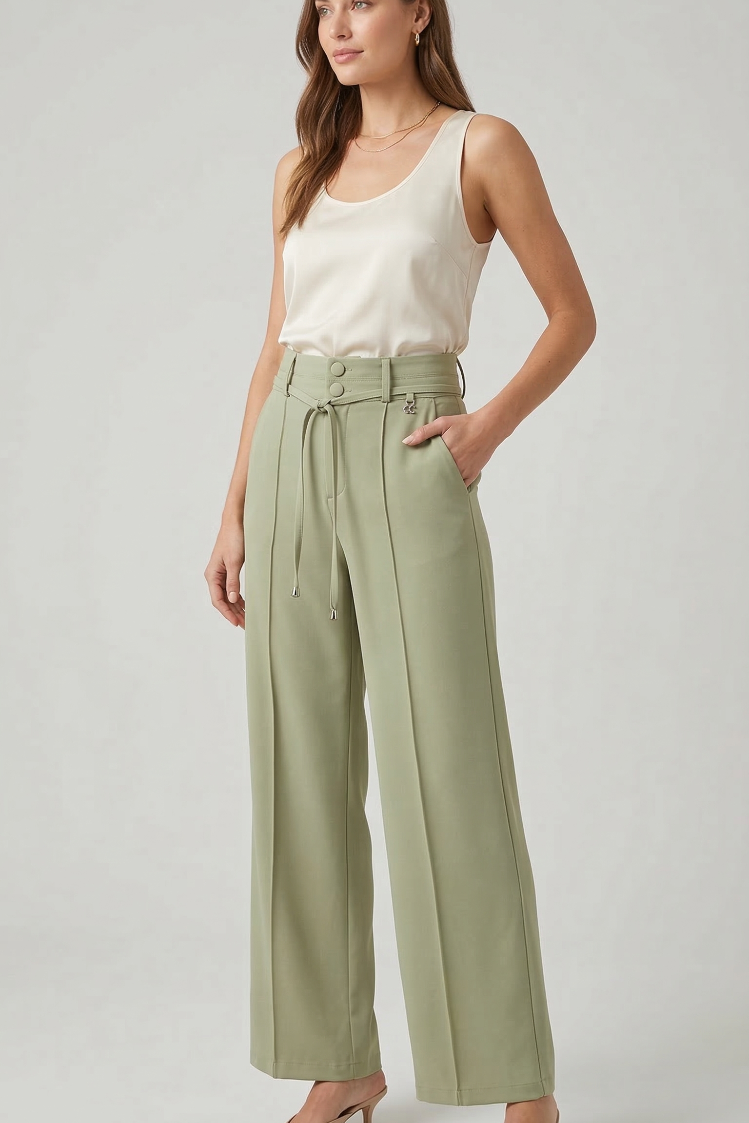 pantalone con bustino alto e laccetto CF70258 ORIGANO CARLA FERRONI 