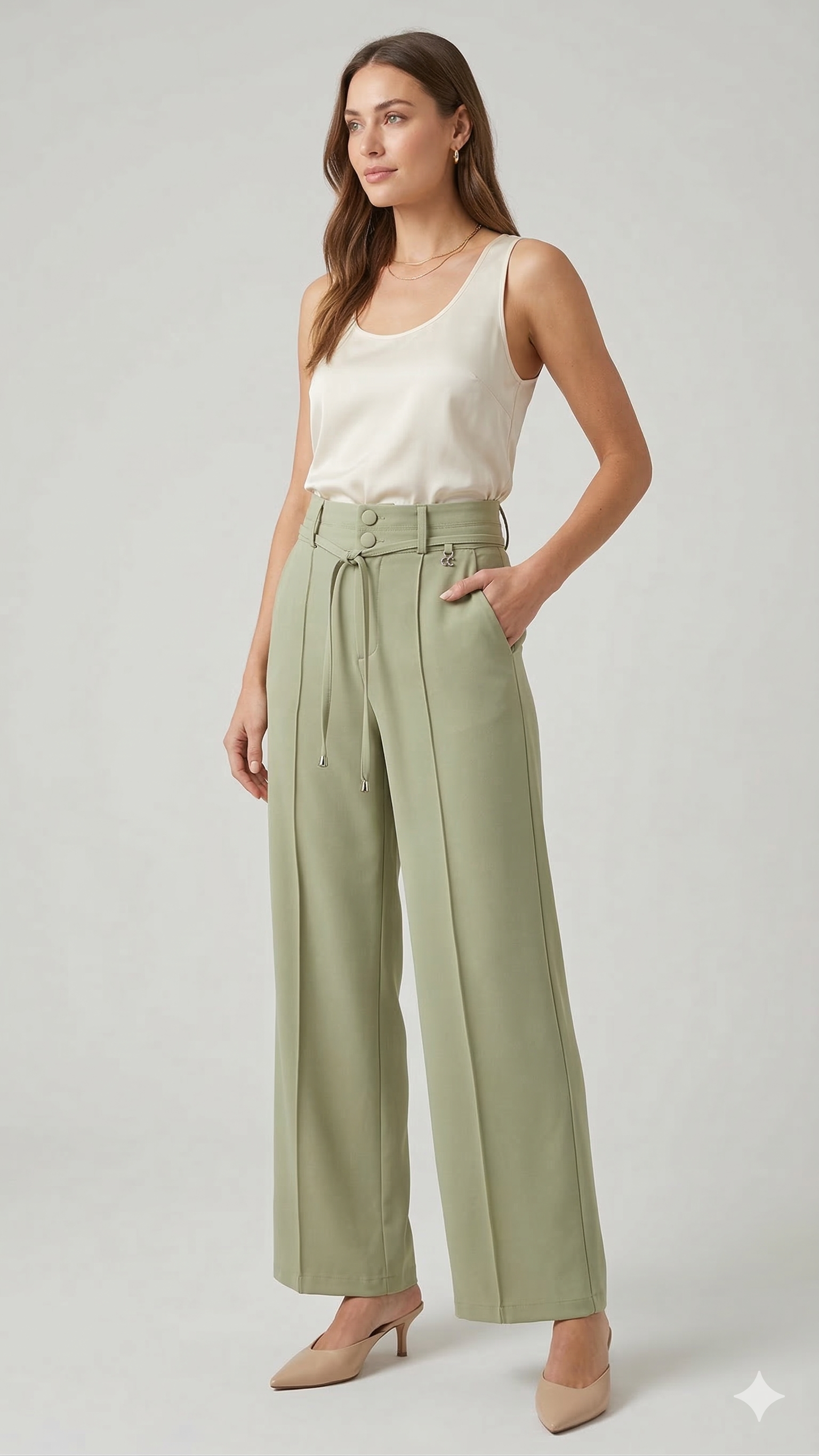 pantalone con bustino alto e laccetto CF70258 ORIGANO CARLA FERRONI 