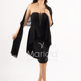 abito midi con rouche SH605AC NERO SHARON 