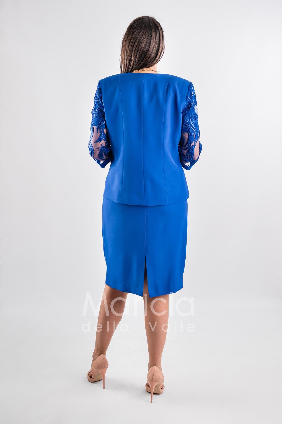 tubino con giacca ricamo PF312 ROYAL PAOLA FORTI 