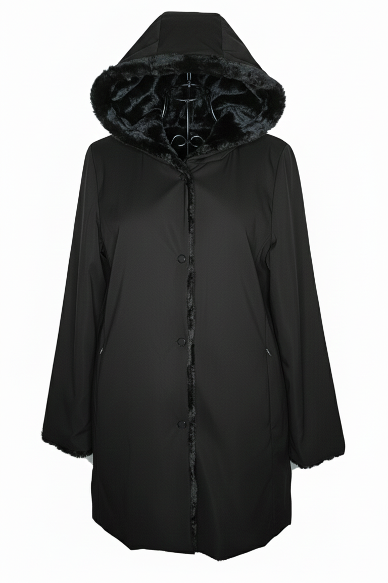 ecomontone spalmato reversibile pelliccia GIOIA NERO MARICLA 