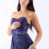 abito lungo paiette cuore HC7459 BLU MARICLA ELEGANCE 