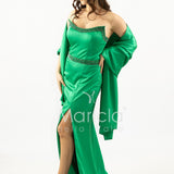 Abito lungo con scollatura in strass JC35249 VERDE MARICLA ELEGANCE 
