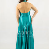 abito lungo incrocio plisse JC35267 SMERALDO MARICLA ELEGANCE 