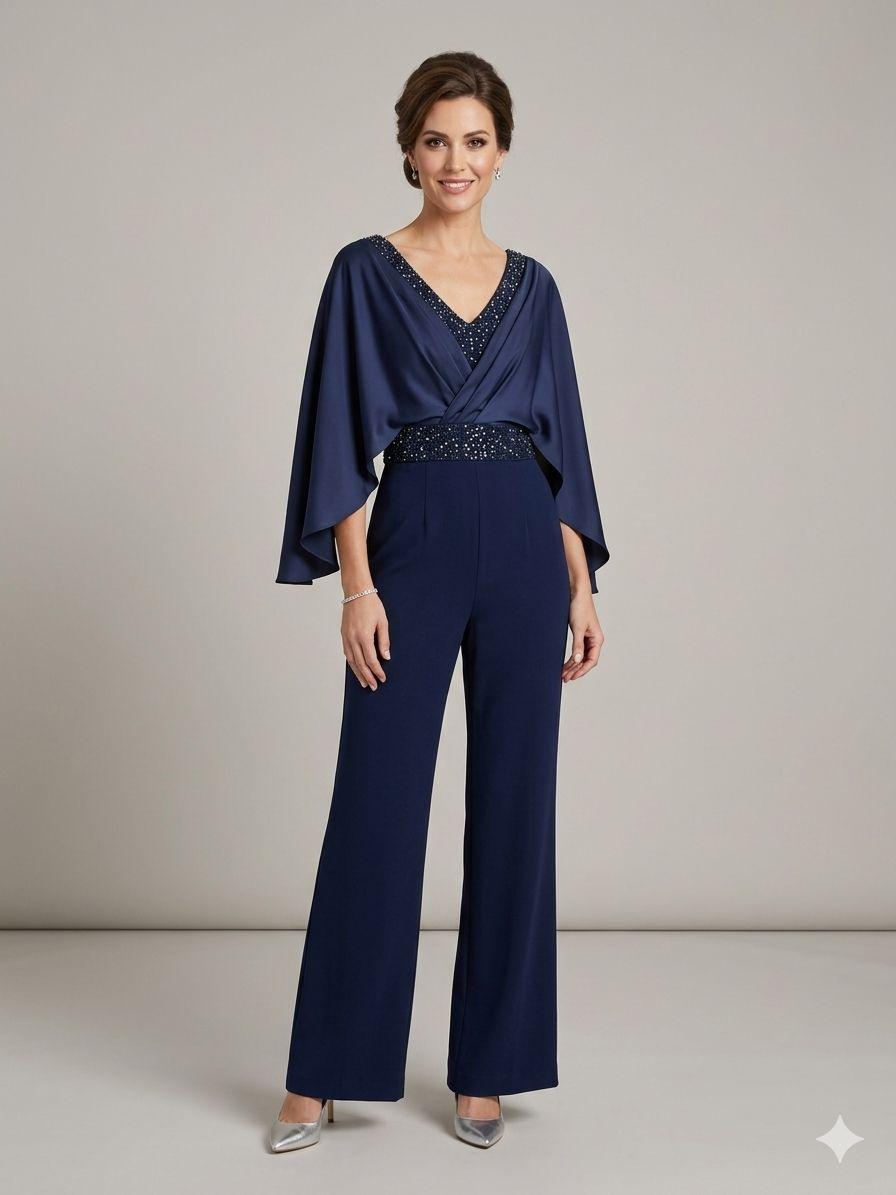 tuta scollo sceso e strass LH101TU BLU LUDOVICA HASSLER 