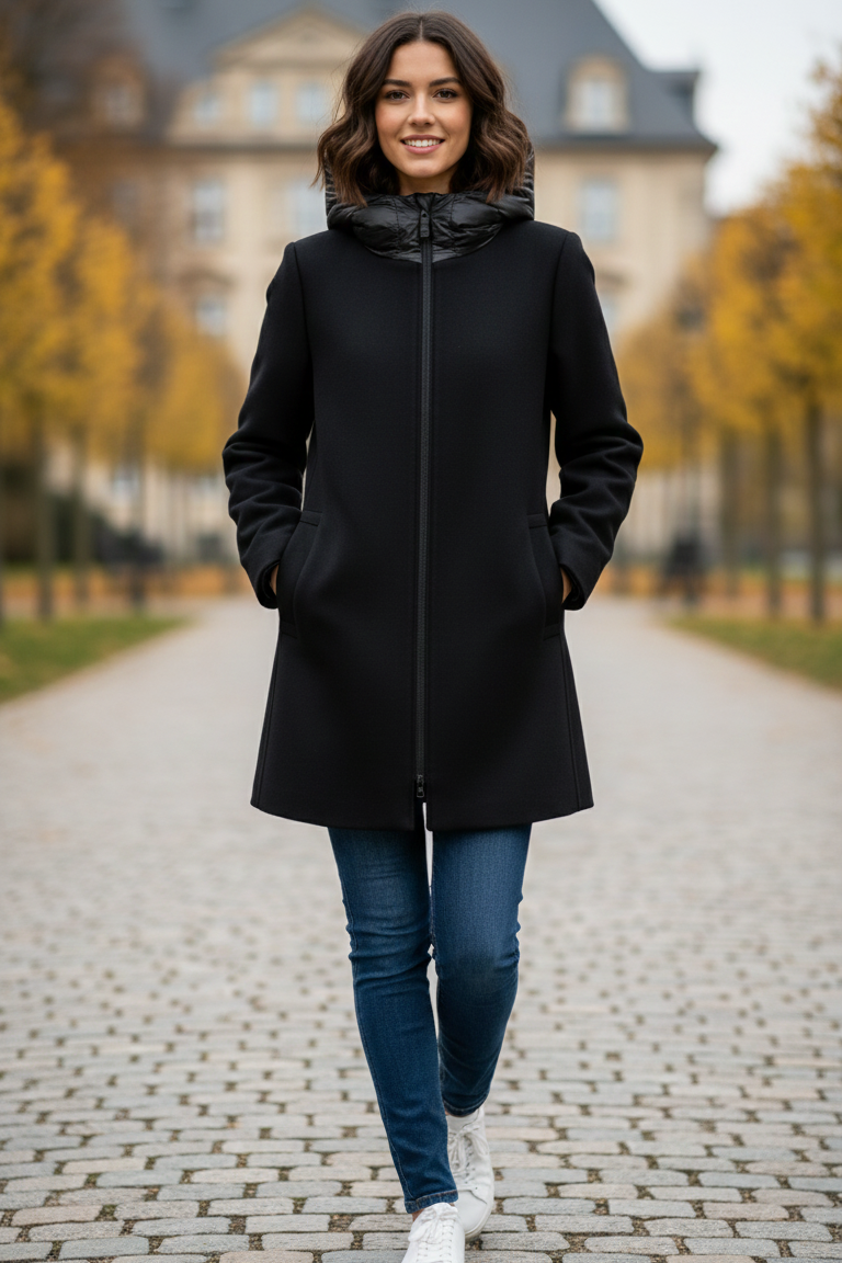 Giaccone in panno con cappuccio MARGARET NERO MARICLA 