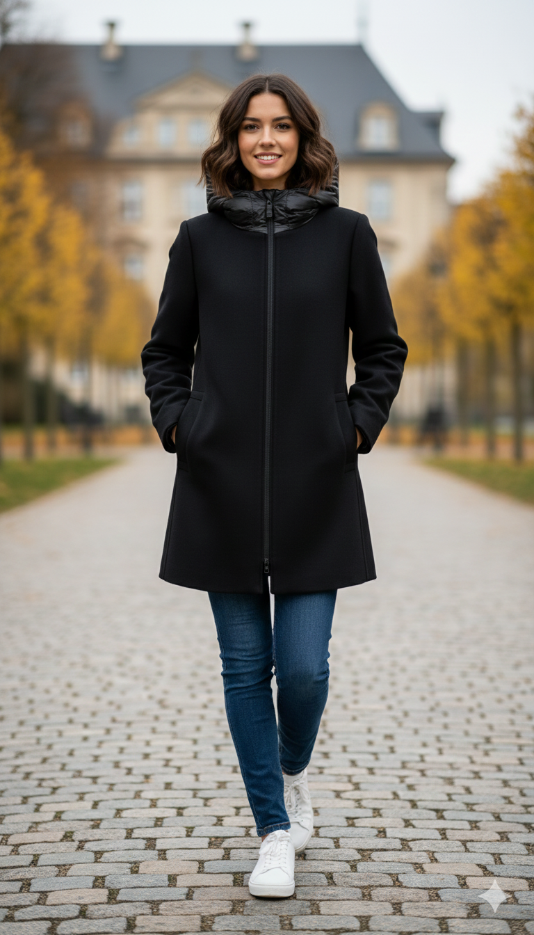 Giaccone in panno con cappuccio MARGARET NERO MARICLA 