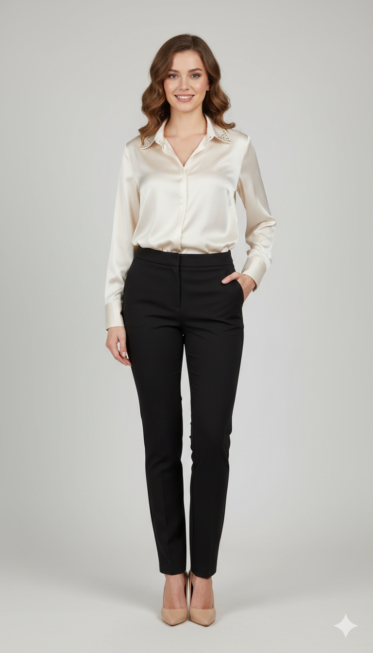 Camicia in Satin di raso luminous ROMI2752 CREMA MARICLA 