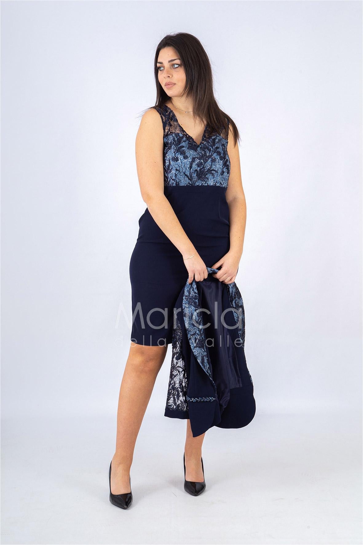 tubino+giacca ric. LH711 BLU LUDOVICA HASSLER 